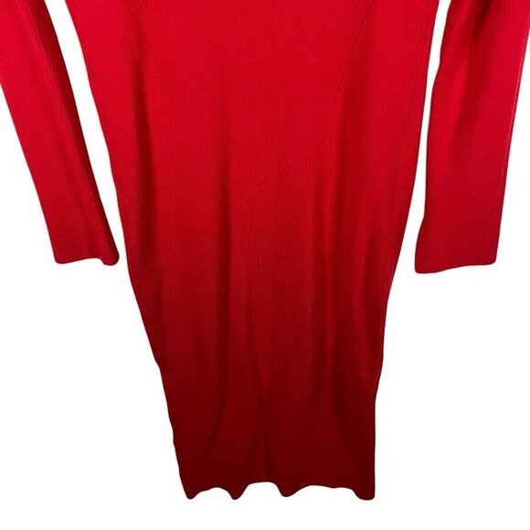 Eleven Six Dress Women's Medium Red Marla Bodycon Ribbed Sweater Maxi Cozy - Picture 4 of 14